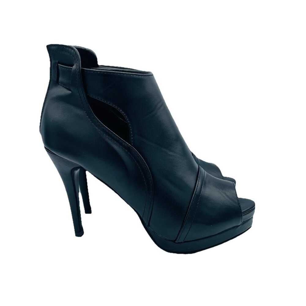 Booties Womens Shoes Size 7 Black Stiletto Heeled Ankle Boots Peep Toe Comfort